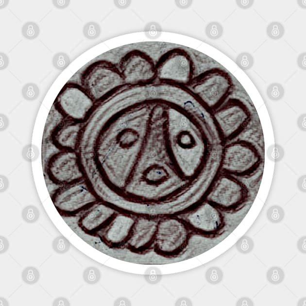 Taino Sun Symbol Rock Art Magnet by SoLunAgua